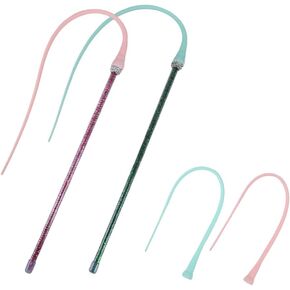 2PCS Cat Toy Wand, Silicone Mice Tail Teaser Toys Interactive Cat Toys with 2 Replaceable Tail for Indoor Cats Kittens Chase Exercise