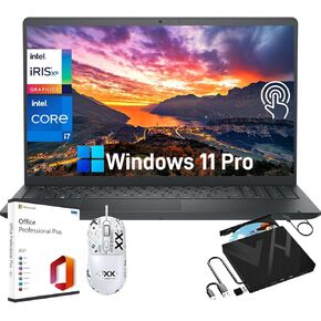 Dell Inspiron Touchscreen Business Laptop - with 8 in 1 CD/DVD Drive & Office 2021 License, 15.6" FHD Display, Intel i7-1355U, 32 GB RAM, 1 TB SSD, Anti-Glare, LED-Backlit, Webcam, Wins 11 Pro