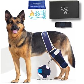 Dog Knee Brace for Torn ACL, CCL and Leg Ligament Injuries with Removable Hot/Cold Gel Packs-Promote Joint Healing and Long-Lasting Mobility–Pain Relief and Inflammation Reduction (Large)