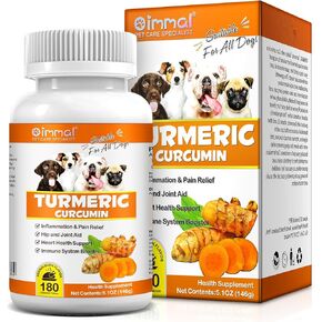 Turmeric Curcumin for Dogs, Hip & Joint Support, Heart Health Support, Immune System Booster, Dog Joint Supplement for All Ages Breeds & Sizes, 180 Chewable Tablets, Peking Duck Flavor