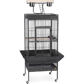 Prevue Pet Products Parrot Playtop Manor Bird Cage with Movable Stand and Activity Play Top for Large Birds
