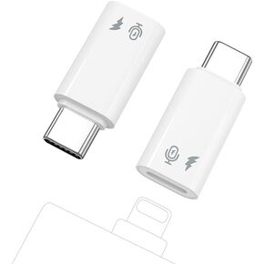 MoKo Lightning to USB C Microphone Adapter 2 Pack, USB C Male to Lightning Female Adapter for Wireless Lavalier Microphone for iPhone 16/15 Plus Pro Max, iPad Pro/Air, Not for Headphone/Data