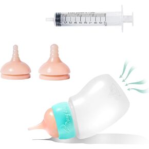 Pet Feeder Bottle, Silicone Feeding Nipple and Syringes for All Breed of Puppies,Kittens and Other Animals Dongdong pet