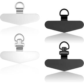 4pcs Metal Phone Tether Tab, Heavy Duty Stainless Steel Metal Cell Phone Lanyard Tab Rotatable 360° Phone Lanyard Patch Replacement Part for Phone Strap