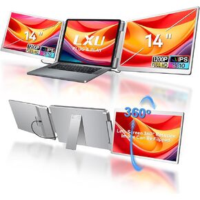 14" Laptop Monitor Extender Triple Portable Monitor for 12"-17" Laptop, Plug & Play, |sRGB 100% |1200 |16:10 | FHD IPS | Potable Gaming Triple Monitors with HDMI/USB C Ports