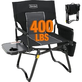 Camping Directors Chair Heavy Duty Aluminium Lawn Chair, Oversized Portable Camping Chair with Table Camping Chair for Adults, Directors Chair Foldable for Outdoors and Indoors
