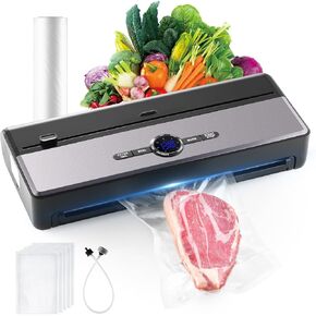 SOPHIA Vacuum Sealer for Food, 85KPA Automatic Food Vacuum Sealing Machine with Dual Pump & Cutter & Countdown, Compact Sous Vide Vacuum Packers for Freezer Meat Meal, 197" Bag Roll, 5MM Heat Seal