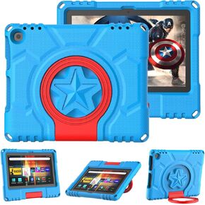 Fire HD 8 Tablet Case for Kids(12th/10th Generation, 2024/2022/2020 Release), Lainergie Lightweight Shockproof Kid-Proof Cover with Convertible Handle Stand Incompatible with Alcatel Nokia TCL,Blue