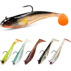 Pre-Rigged Soft Plastic Baits & Bass Lures - Swim Bait for All-Conditions Fishing Kit - Perfect for Bass, Trout & Walleye - Great Action Soft Fishing Lures with Spinner
