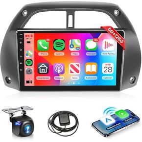 [8 CORE 6G+128G] Car Radio for Toyota RAV4 2001-2006 with Wireless Carplay/Android Auto, 9 Inch Android 13 IPS Touch Screen Car Stereo, Bluetooth, GPS Navi, WiFi, SWC, DSP + Backup Camera