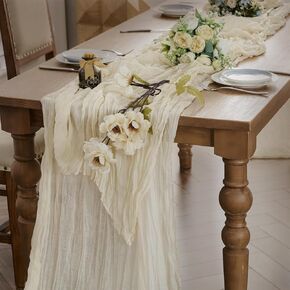 Burlap Linen Style Table Runner with Tassels Rustic Farmhouse Dresser Scarf for Dining Table Banquet Party Home Decor (Brown, 14 x 71 inch)