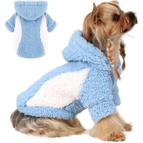YIKEYO Dog Hoodie Pet Clothes Sweater with Hat Soft and Warm Dog Hoodie Sweater Cold Weather Clothes for Small Dog Patchwork Dog Sweater with Hood, Red, Medium