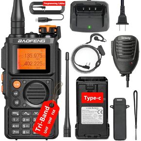 BAOFENG K6 GMRS Amateur Radio 5W High-Power Outdoor Multi Band Walkie Talkie Remote 100 Mile Long Range Two-Way Radio, Including NOAA 999Channel 2600mAh Battery, Headphones, and Handheld Microphone
