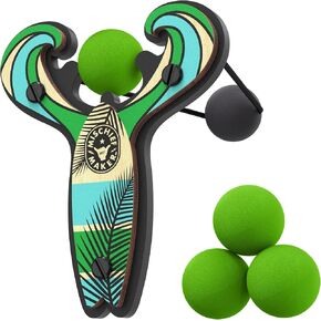 Mischief Maker® Wooden Slingshot - Surf’s Up Series - Real Wood Slingshot for Kids, 4 Soft Foam Balls and Storage Bag - Ages 4+