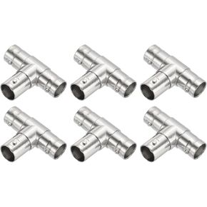 PATIKIL BNC Female to BNC Dual Female Adapter, 6 Pcs Splitter BNC Cable 3-Way Connector for Antenna CCTV DVR Camera, Silver
