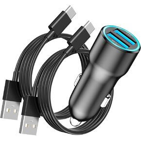 USB Car Charger for iPhone 16, 2 Pack 4.8A Fast Charging Dual USB Cigarette Lighter Adapter with 3FT USB to USB C Car Carplay Charging Cord for iPhone 16/16 Plus/16 Pro/16 Pro Max/15/15 Pro/15 Pro Max