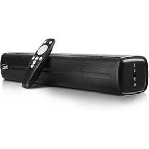 Small Sound Bars for TV, 50W 16-Inch Ultra Slim Mini Surround Soundbar TV Speakers System with Wireless Bluetooth 5.0 Optical AUX USB Connection, 3 Equalizer Modes, for 4K & HD TVs