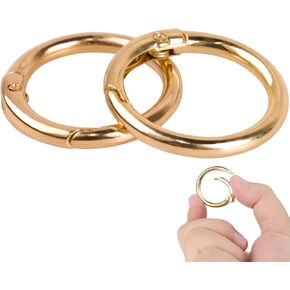 2 PCS Gold Key Ring, 1 Inch Circle Carabiner Snap Clip Trigger Spring Gold Keychain Clip Heavy Duty Metal O Ring Clips DIY Accessories for Keychains Bag Handbag