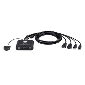 ATEN CS22HF 2-Port USB FHD Cable KVM HDMI Switch Easy Hook All-in-One Design 1920 x 1080 60 Hz Dual Monitor KVM Switch with Keyboard and Mouse Includes Remote Port Selector for Windows Mac Linux