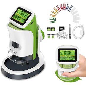 Kids Handheld Mini Microscope with Stand - 2.0" 4K Screen 1000X Digital Pocket Portable Miniscope Science Kit for Boy Girls 4-12 w/Slides Set EVA Case 32G Card