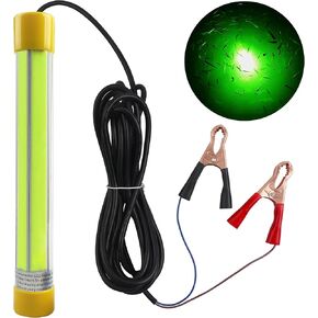 12V 50W Green LED Underwater Fishing Light, IP68 Night Boat Fishing Waterproof Finder Attractor with 16ft Power Cord