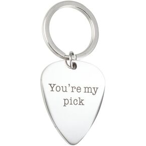 Meiligo® Stainless Steel Boyfriend Girlfriend Keychain Jewelry You're My Pick Guitar Pick Key Chain for Musician