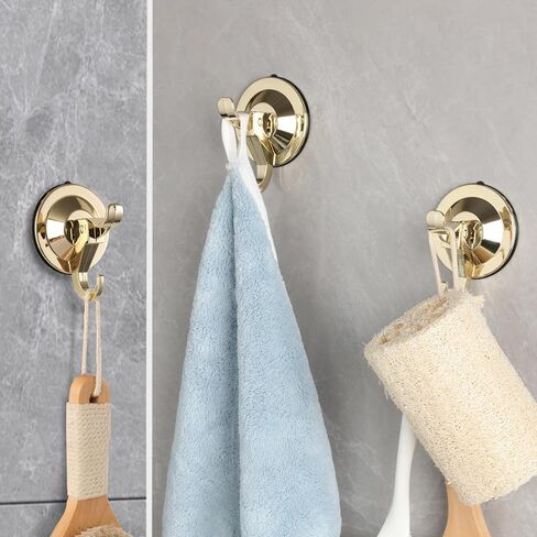 Antimbee Suction Cup Hooks, 5 Pack Suction Cup Hanger, Removable Large Suction Cup with Ultra-Thin Adhesive Disc for Smooth/Uneven Surfaces, Max Hanging up to 11 lbs (Gold) in Saudi Arabia