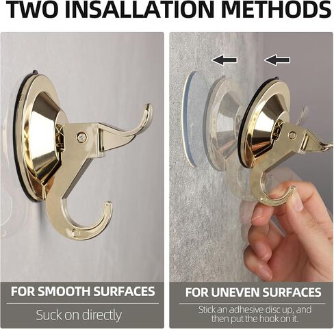 Antimbee Suction Cup Hooks, 5 Pack Suction Cup Hanger, Removable Large Suction Cup with Ultra-Thin Adhesive Disc for Smooth/Uneven Surfaces, Max Hanging up to 11 lbs (Gold) in Saudi Arabia