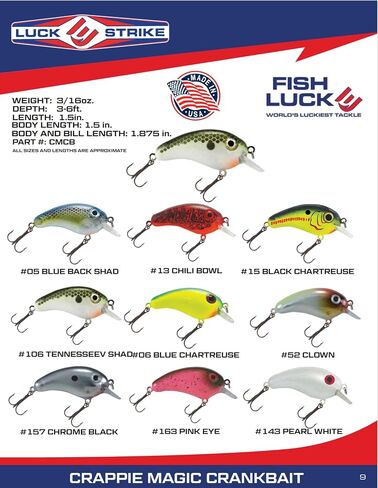 Luck E Strike Crappie Magic Crankbait (2 Inch Crappie Lure) Made in The USA in Kuwait