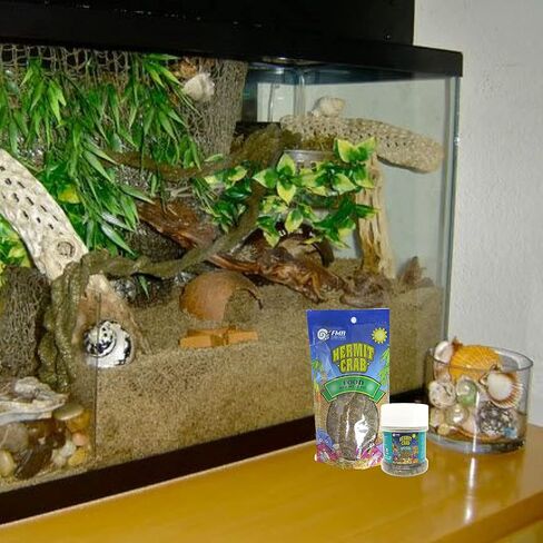 زجاجة طعام السلطعون الناسك وحقيبة لإعادة الملء، الكل في واحد من اللوازم الطبيعية وضروريات الموائل للسرطان، عبوتان in Kuwait