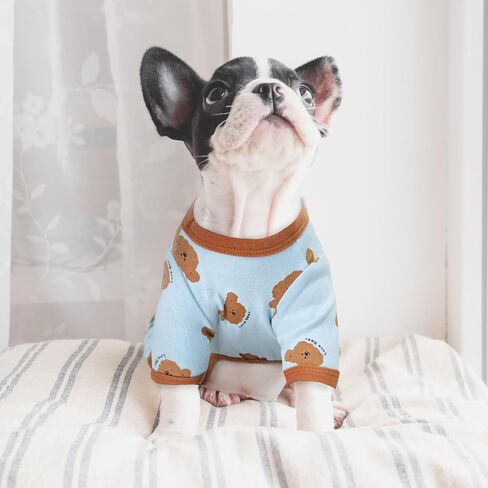 بيجامة للكلاب مقاس صغير، ملابس نيسيي ناعمة قابلة للتمدد، بيجامات للكلاب الصغيرة والقطط، زي فتاة للحيوانات الأليفة، دب لطيف مطبوع عليه ملابس Pjs، ملابس كلب البلدغ الفرنسي تشيهواهوا in Kuwait