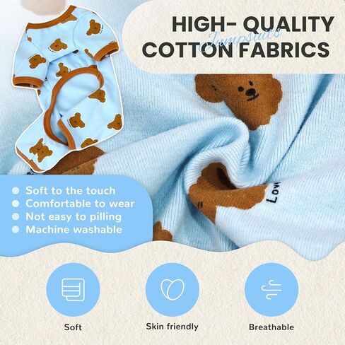 بيجامة للكلاب مقاس صغير، ملابس نيسيي ناعمة قابلة للتمدد، بيجامات للكلاب الصغيرة والقطط، زي فتاة للحيوانات الأليفة، دب لطيف مطبوع عليه ملابس Pjs، ملابس كلب البلدغ الفرنسي تشيهواهوا in Kuwait