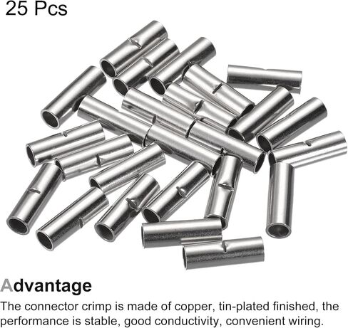 MECCANIXITY Non-Insulated Butt Crimp Terminals 8 AWG for Electrical Wire Splice DIY, Pack of 30 in Saudi Arabia