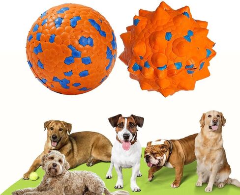 Tough Dog Toys for Aggressive Chewers & Teething Puppies, Bouncy Balls for Medium Dogs, Durable Pet Toys, Floating Dog Balls for Water Play (Orange-Blue-Set) in Kuwait