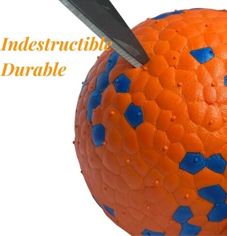 Tough Dog Toys for Aggressive Chewers & Teething Puppies, Bouncy Balls for Medium Dogs, Durable Pet Toys, Floating Dog Balls for Water Play (Orange-Blue-Set) in Kuwait