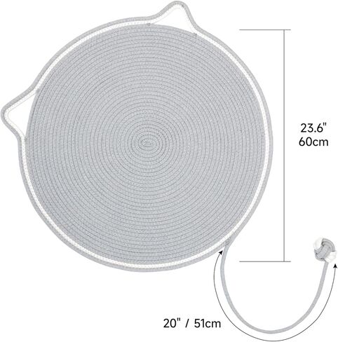 وسادة خدش للقطط، مقاس 23.6 بوصة × 23.6 بوصة، لوحة حصيرة خدش للقطط مصنوعة من حبل قطني مع خطاف تعليق على شكل أذن وكرة لعب، واقي أثاث خدش القطط للحوائط والأريكة والسجاد والأريكة، رمادي in Kuwait