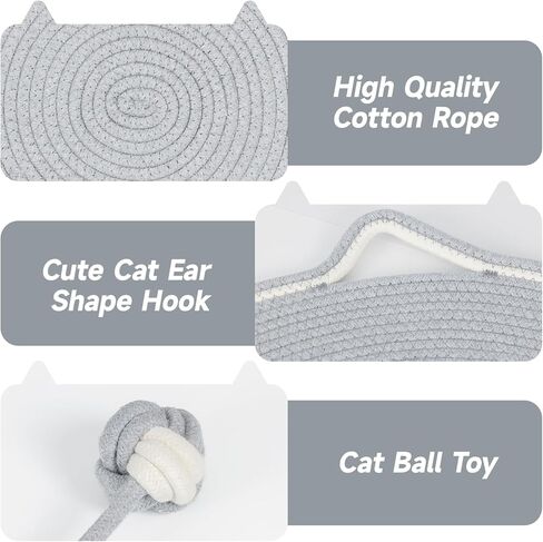 وسادة خدش للقطط، مقاس 23.6 بوصة × 23.6 بوصة، لوحة حصيرة خدش للقطط مصنوعة من حبل قطني مع خطاف تعليق على شكل أذن وكرة لعب، واقي أثاث خدش القطط للحوائط والأريكة والسجاد والأريكة، رمادي in Kuwait