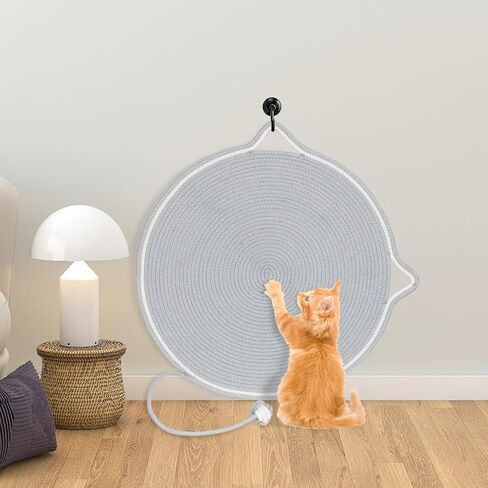 وسادة خدش للقطط، مقاس 23.6 بوصة × 23.6 بوصة، لوحة حصيرة خدش للقطط مصنوعة من حبل قطني مع خطاف تعليق على شكل أذن وكرة لعب، واقي أثاث خدش القطط للحوائط والأريكة والسجاد والأريكة، رمادي in Kuwait