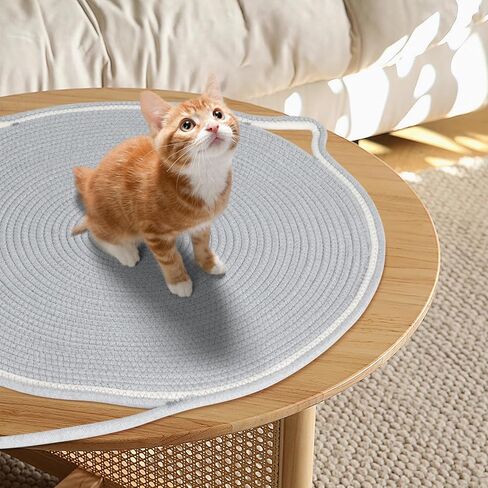 وسادة خدش للقطط، مقاس 23.6 بوصة × 23.6 بوصة، لوحة حصيرة خدش للقطط مصنوعة من حبل قطني مع خطاف تعليق على شكل أذن وكرة لعب، واقي أثاث خدش القطط للحوائط والأريكة والسجاد والأريكة، رمادي in Kuwait