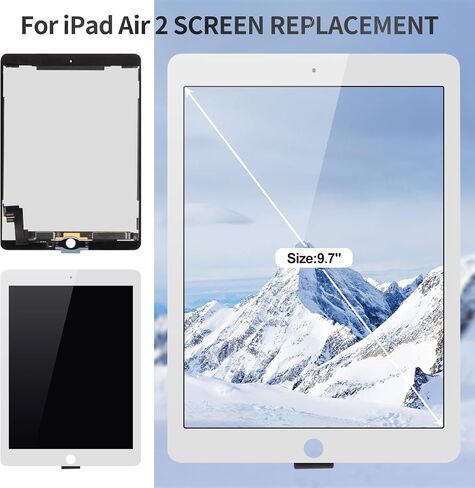 استبدال شاشة iPad Air 2 لجهاز iPad Air 2 الجيل الثاني محول رقمي LCD يعمل باللمس لجهاز iPad Air 2 A1566 مجموعة إصلاح شاشة العرض A1567 أبيض in Kuwait