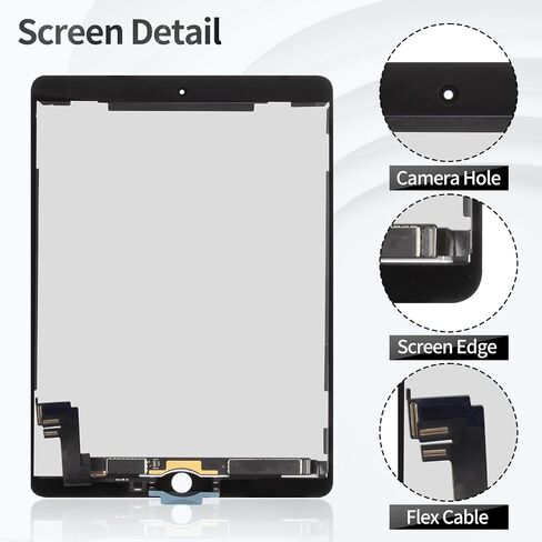 استبدال شاشة iPad Air 2 لجهاز iPad Air 2 الجيل الثاني محول رقمي LCD يعمل باللمس لجهاز iPad Air 2 A1566 مجموعة إصلاح شاشة العرض A1567 أبيض in Kuwait