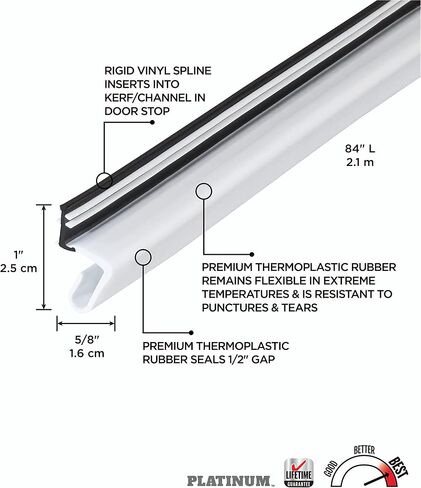 M-D Building Products 43347 81 in. Brown Premium Rubber Platinum™ Top and Sides Door Seal for Doors with Kerf/Channel in Saudi Arabia