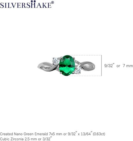 Silvershake 7x5mm شكل بيضاوي أبيض مطلي بالذهب 925 خاتم خطوبة من الفضة الاسترليني in Saudi Arabia