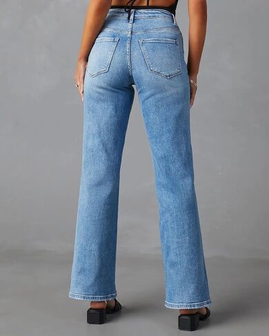 LONGBIDA Baggy Wide Leg Jeans for Women Straight Patchwork Loose Boyfriends High Waisted Denim Y2k Pants in Saudi Arabia