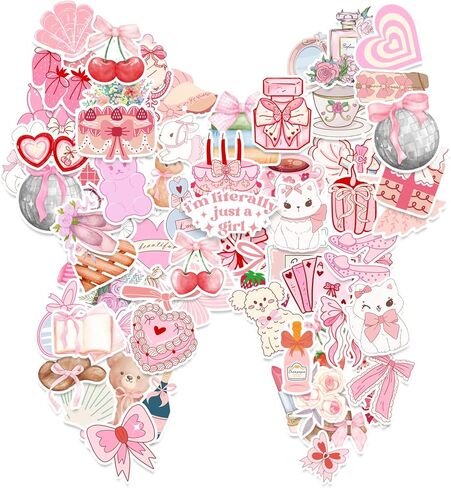 100pcs Coquette Stickers, 100 Styles Pink Asthetic Coquette Stickers for Water Bottle Kindle Laptop Phone Decor in Saudi Arabia