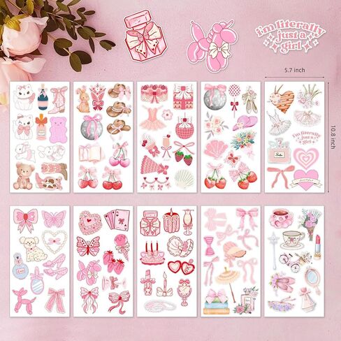 100pcs Coquette Stickers, 100 Styles Pink Asthetic Coquette Stickers for Water Bottle Kindle Laptop Phone Decor in Saudi Arabia