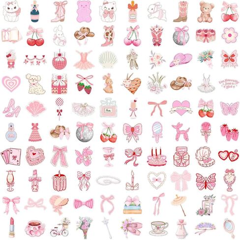 100pcs Coquette Stickers, 100 Styles Pink Asthetic Coquette Stickers for Water Bottle Kindle Laptop Phone Decor in Saudi Arabia