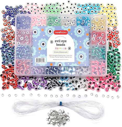 Incraftables Natural Stone Beads 12 Colors 240pcs Set for DIY Jewelry, Necklace & Bracelet Making. Assorted Real Crystal Chakra Bead Kit with Spacer Beads, Elastic String & Organizer for Kids & Adults in Saudi Arabia