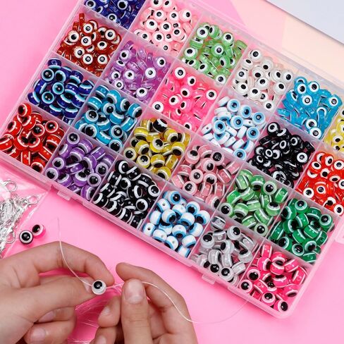 Incraftables Natural Stone Beads 12 Colors 240pcs Set for DIY Jewelry, Necklace & Bracelet Making. Assorted Real Crystal Chakra Bead Kit with Spacer Beads, Elastic String & Organizer for Kids & Adults in Saudi Arabia