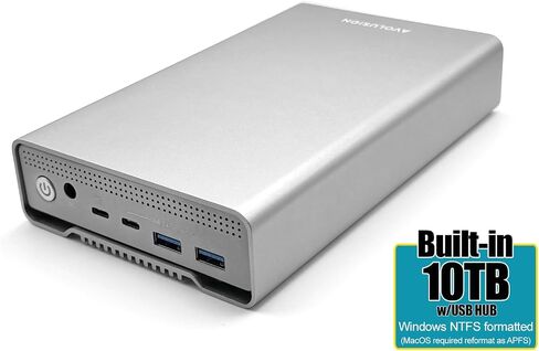 Avolusion PRO-G1 Series 10TB USB 3.2 Gen 2 (10Gbps) USB-C External Hard Drive w/USB HUB for Windows or MacOS Desktop PC/Laptop (Silver) (Renewed) in Saudi Arabia